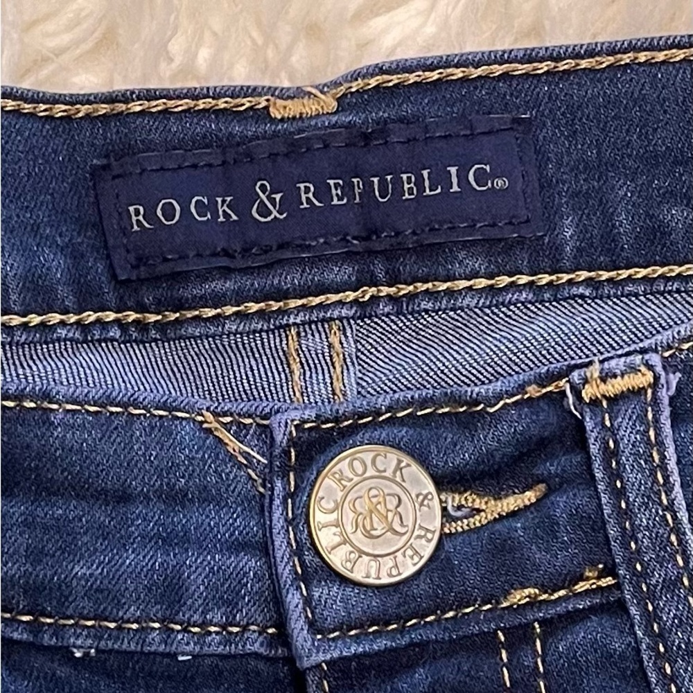 Rock & Republic Bumper-shoot Women’s Blue Stretch Denim Cut Off Shorts Size 2 - Picture 3 of 5